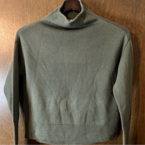Aritzia Wilfred forest green Wool Cyprie Mock Neck Turtleneck Sweater Sz xxs - Picture 5 of 13